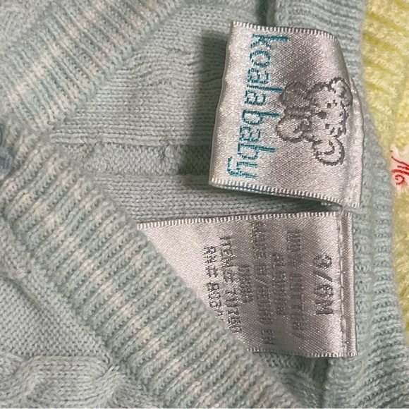 Baby vintage unisex knit braided Cardigan Set - Yellow & Light Blue no flaws - Picture 5 of 6